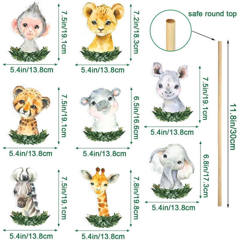 Buerhanerry 24Pcs Safari Centerpiece Sticks, Jungle Animals Baby Shower Party Decorations Table Toppers for Boys Kids, Safari Themed Party Supplies, Wild One Birthday Party Decorations - Image 3